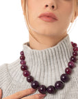 Collana girocollo con sfere in acrilico e vetro viola - Mya Accessories