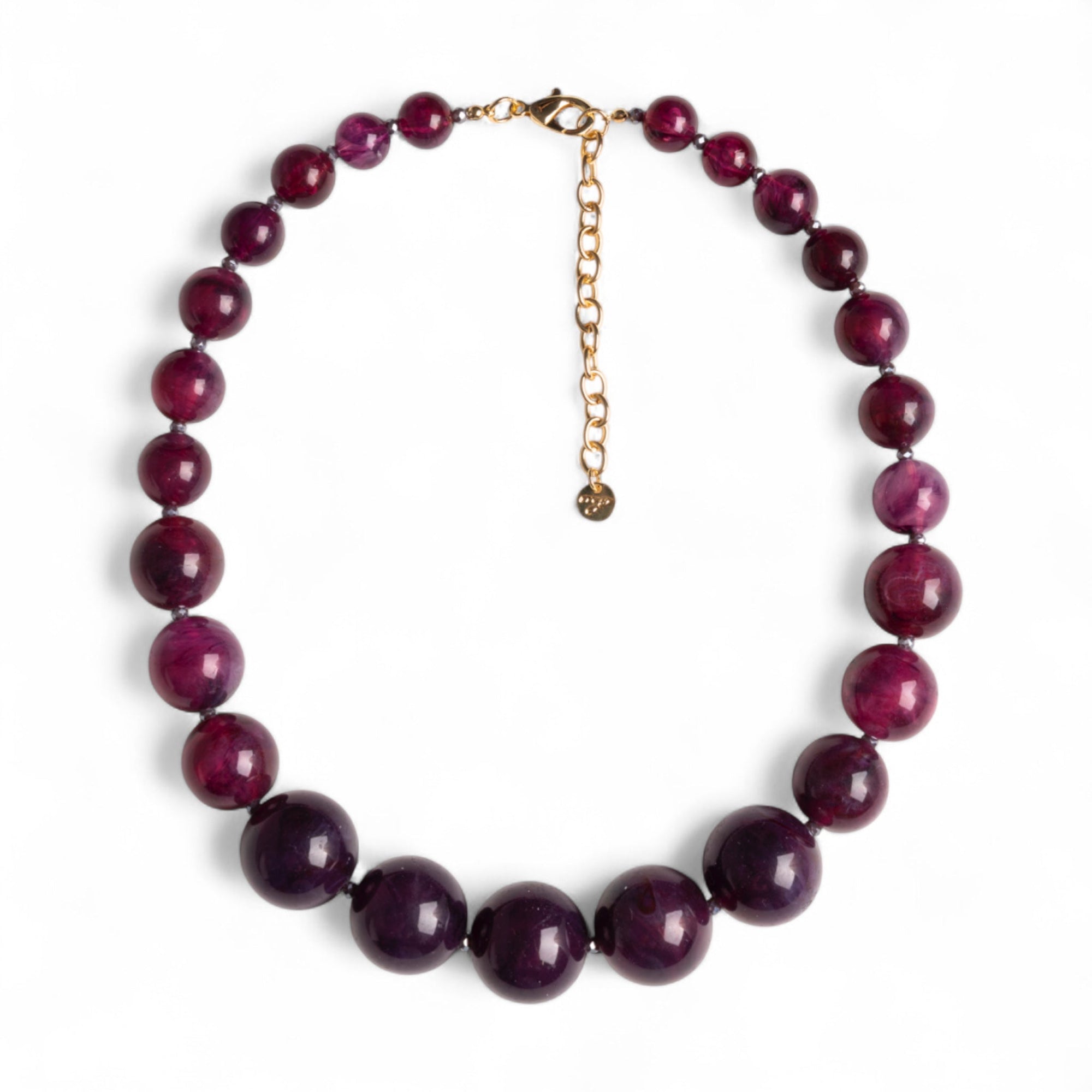 Collana girocollo con sfere in acrilico e vetro viola - Mya Accessories