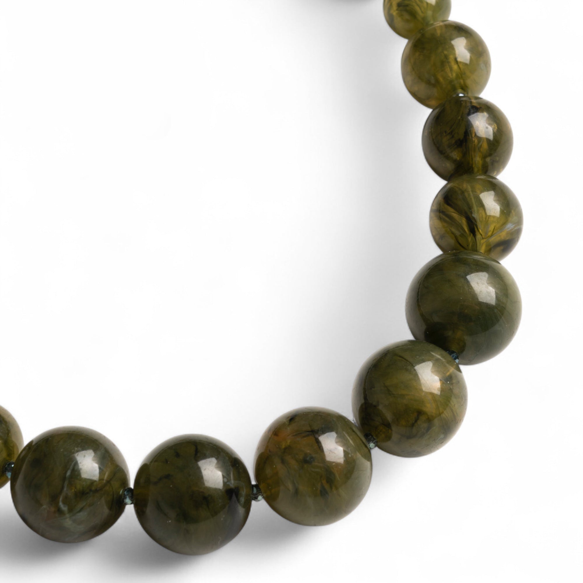 Collana girocollo con sfere in acrilico e vetro verde - Mya Accessories