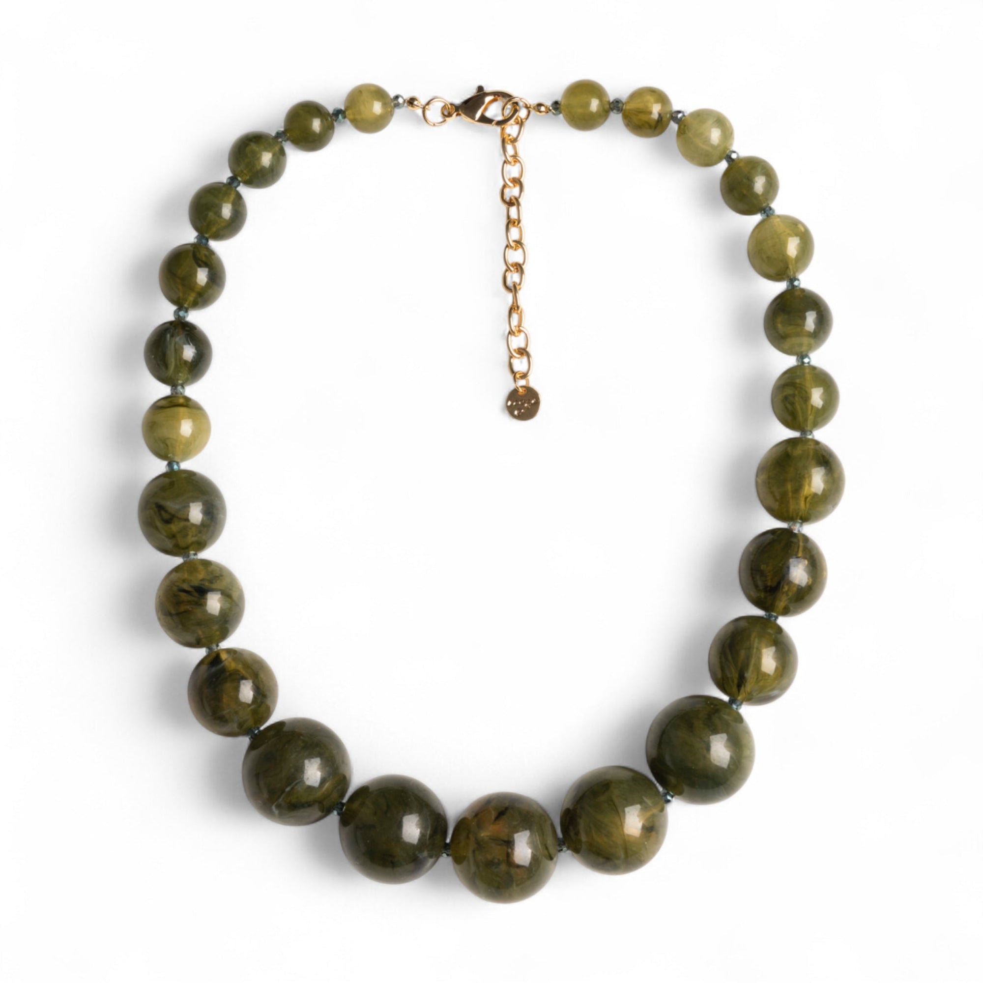 Collana girocollo con sfere in acrilico e vetro verde - Mya Accessories