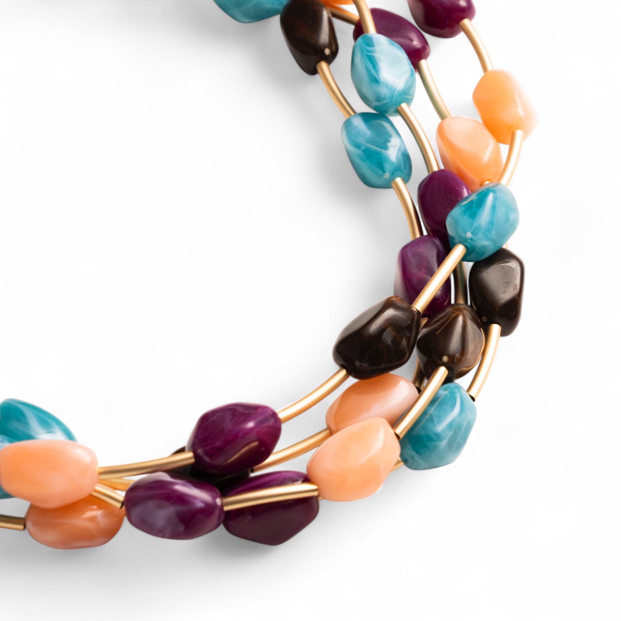 Collana girocollo multifilo con pietre in acrilico multi viola - Mya Accessories