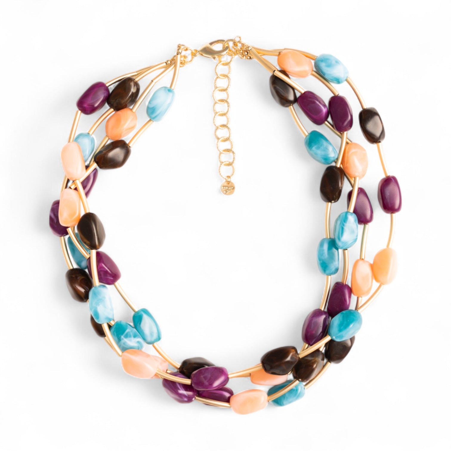 Collana girocollo multifilo con pietre in acrilico multi viola - Mya Accessories