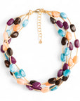 Collana girocollo multifilo con pietre in acrilico multi viola - Mya Accessories