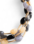 Collana girocollo multifilo con pietre in acrilico multi nero - Mya Accessories