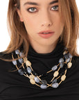 Collana girocollo multifilo con pietre in acrilico multi nero - Mya Accessories