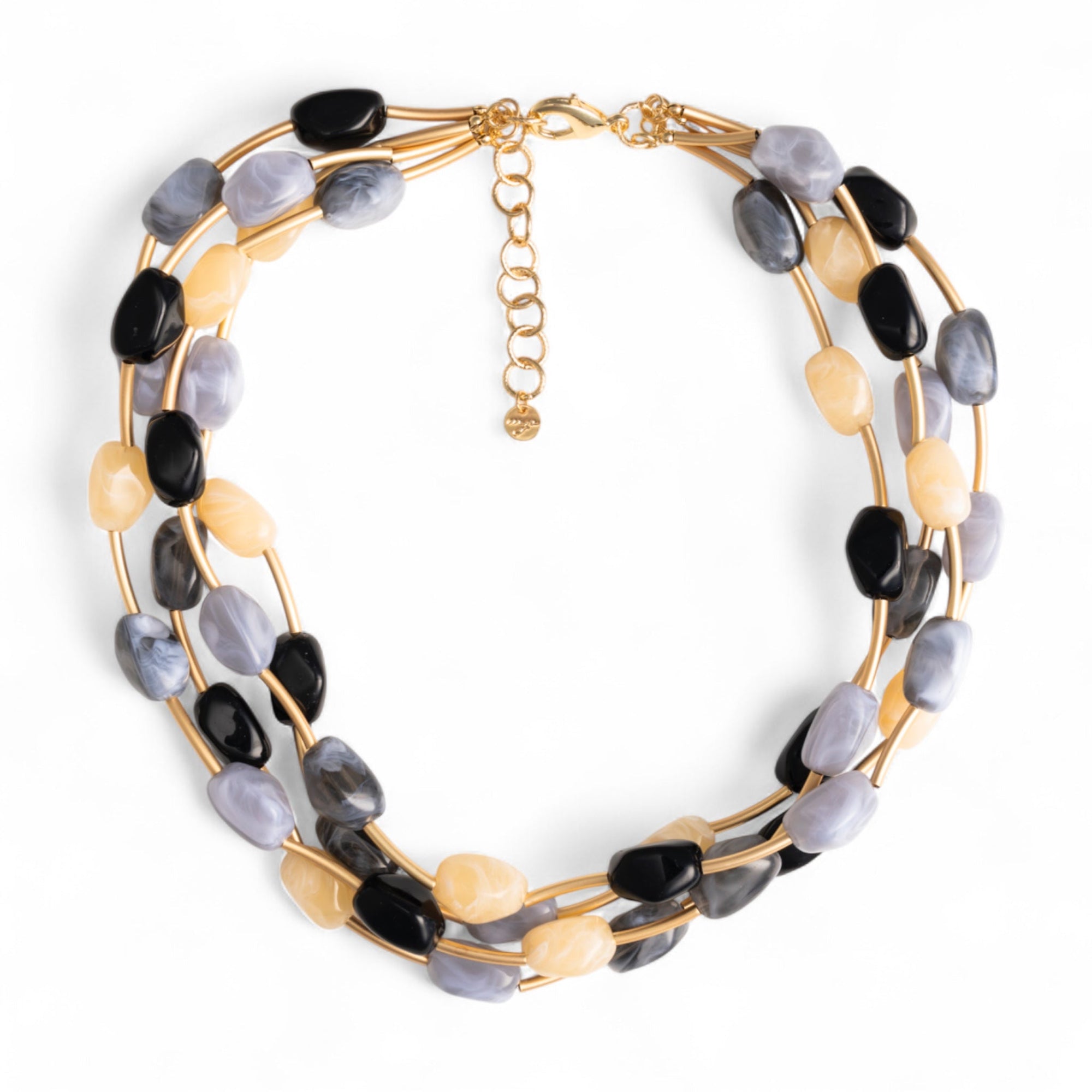 Collana girocollo multifilo con pietre in acrilico multi nero - Mya Accessories