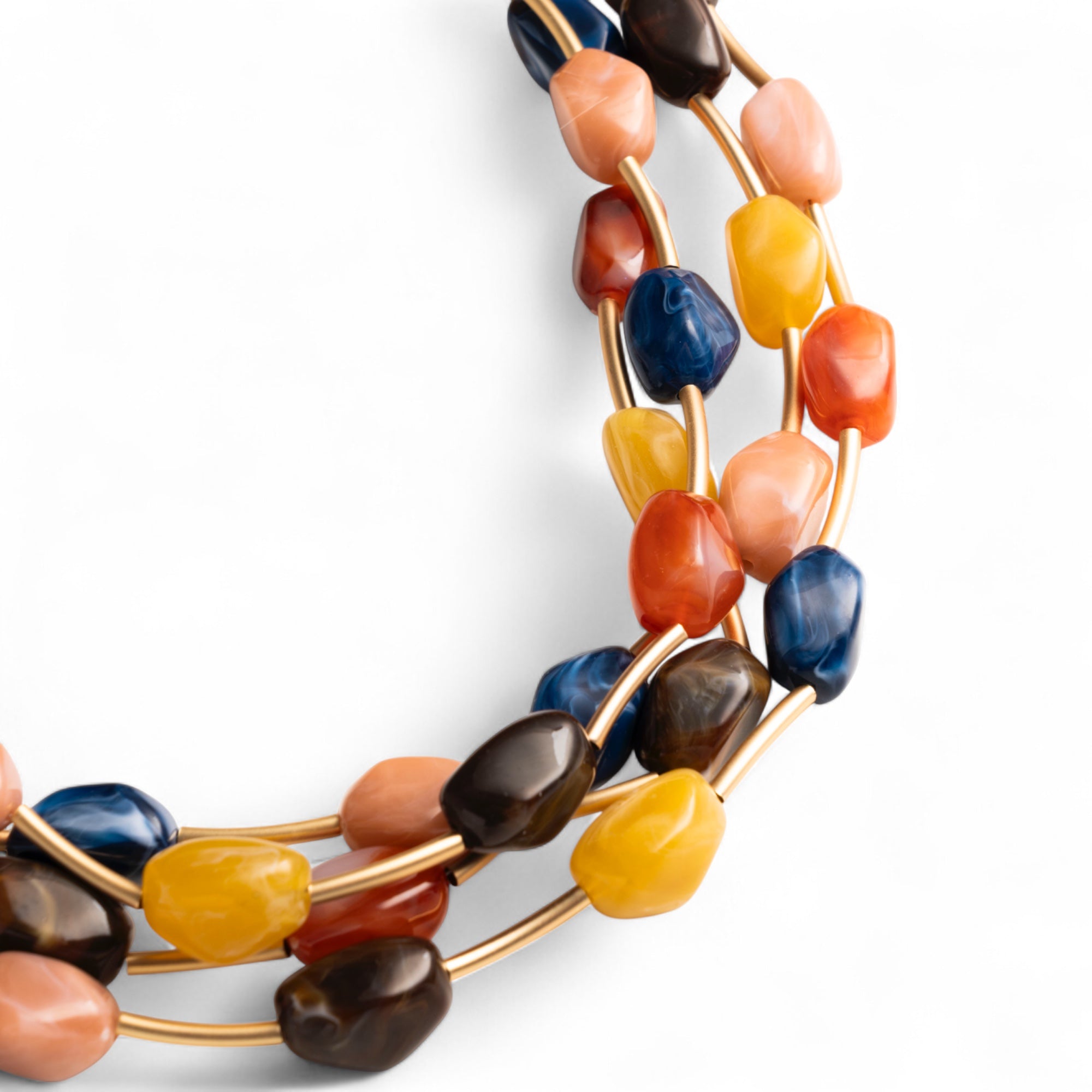 Collana girocollo multifilo con pietre in acrilico multicolore - Mya Accessories