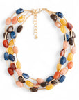 Collana girocollo multifilo con pietre in acrilico multicolore - Mya Accessories