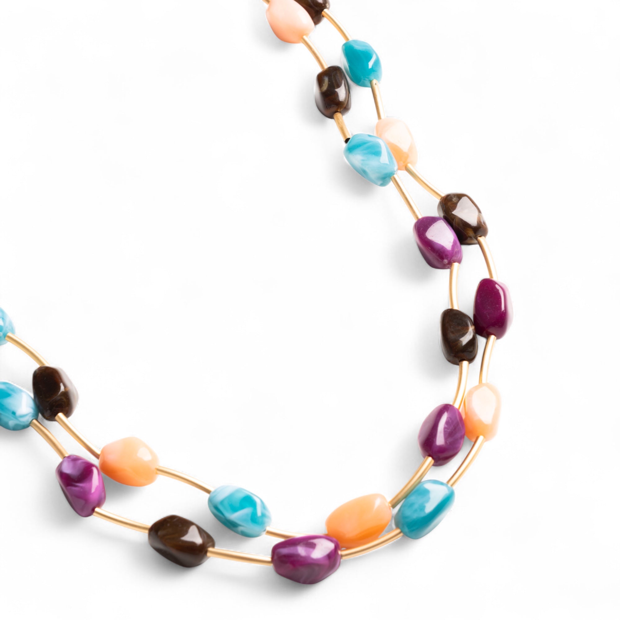 Collana lunga a due fili con pietre in acrilico multi viola - Mya Accessories