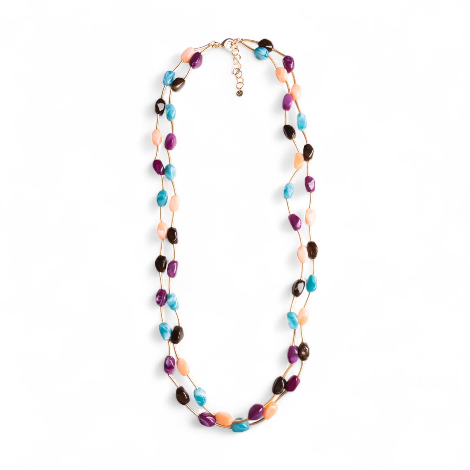 Collana lunga a due fili con pietre in acrilico multi viola - Mya Accessories