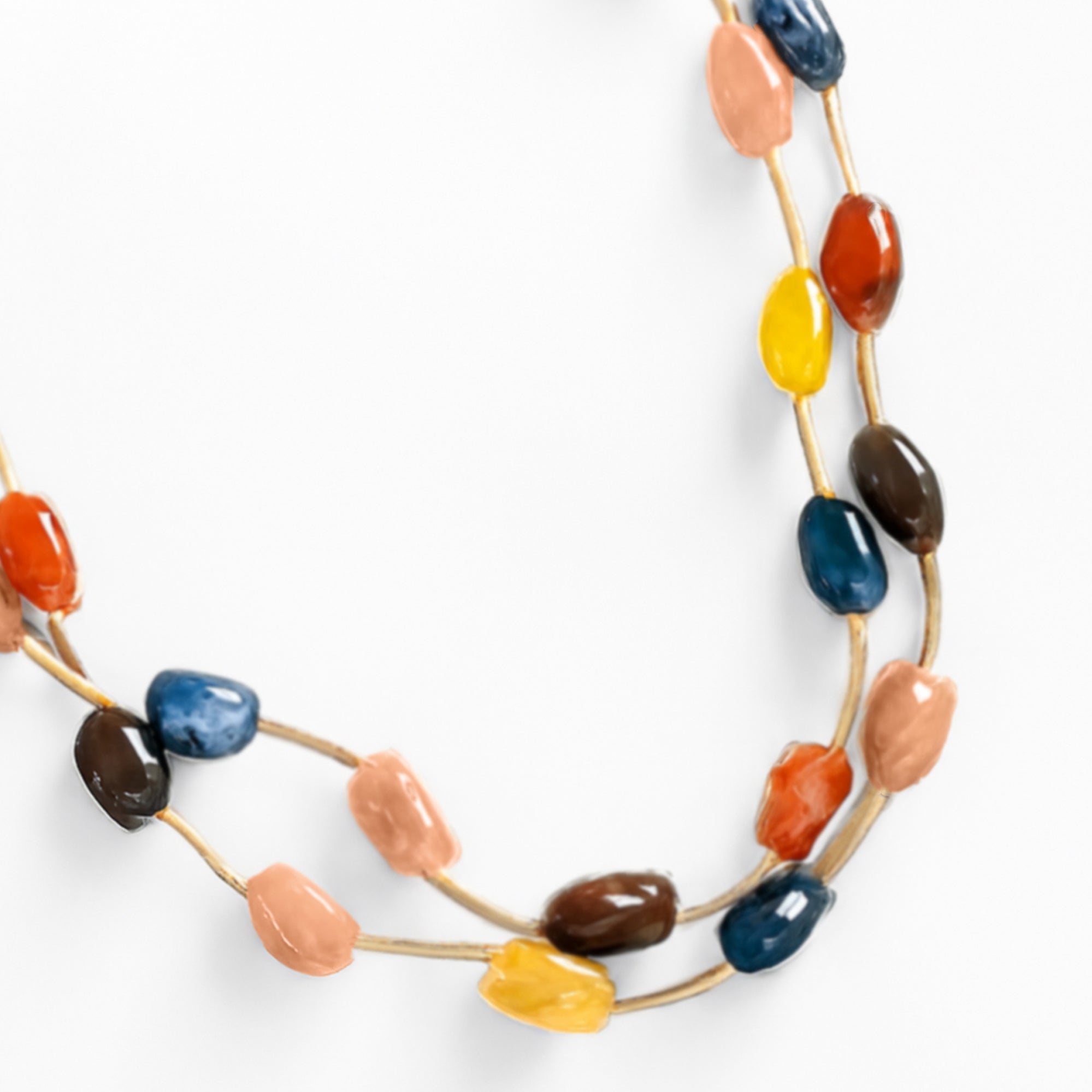 Collana lunga a due fili con pietre in acrilico multicolore - Mya Accessories