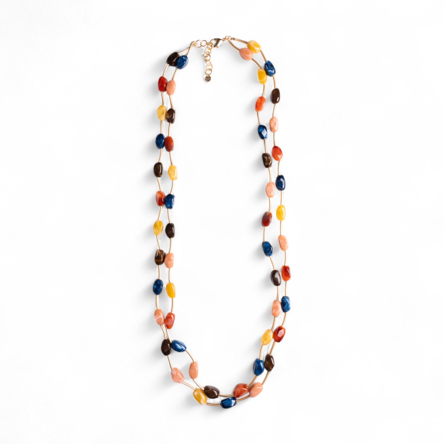 Collana lunga a due fili con pietre in acrilico multicolore - Mya Accessories