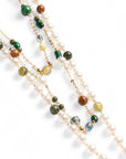 Collana lunga a catena multifilo con pietre in acrilico e vetro multi verde - Mya Accessories