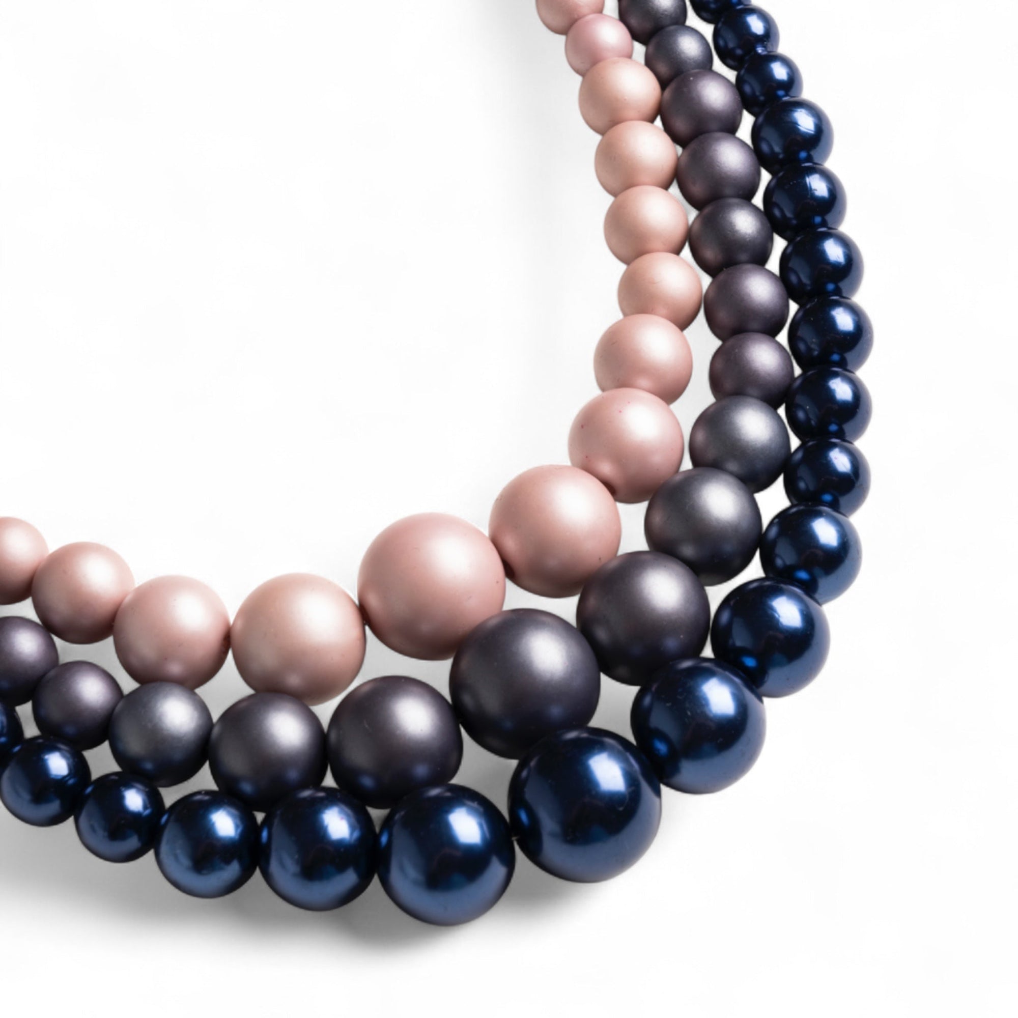 Collana girocollo a tre fili di sfere in acrilico tono blu - Mya Accessories