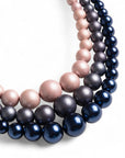 Collana girocollo a tre fili di sfere in acrilico tono blu - Mya Accessories