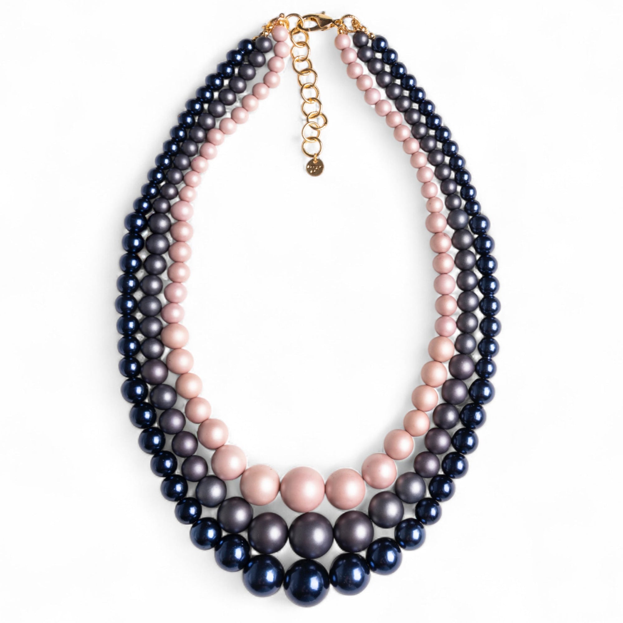 Collana girocollo a tre fili di sfere in acrilico tono blu - Mya Accessories