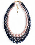 Collana girocollo a tre fili di sfere in acrilico tono blu - Mya Accessories