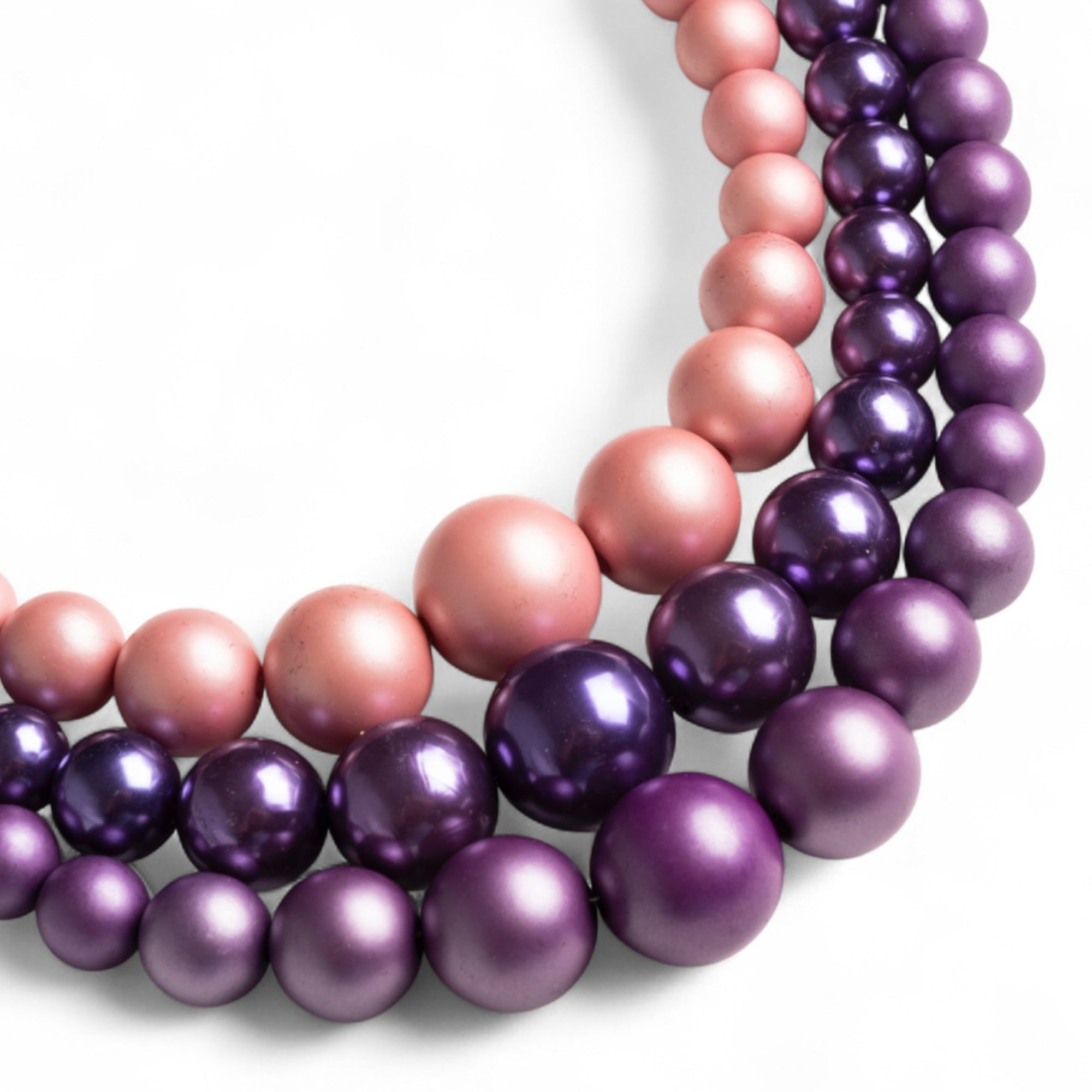 Collana girocollo a tre fili di sfere in acrilico tono viola - Mya Accessories