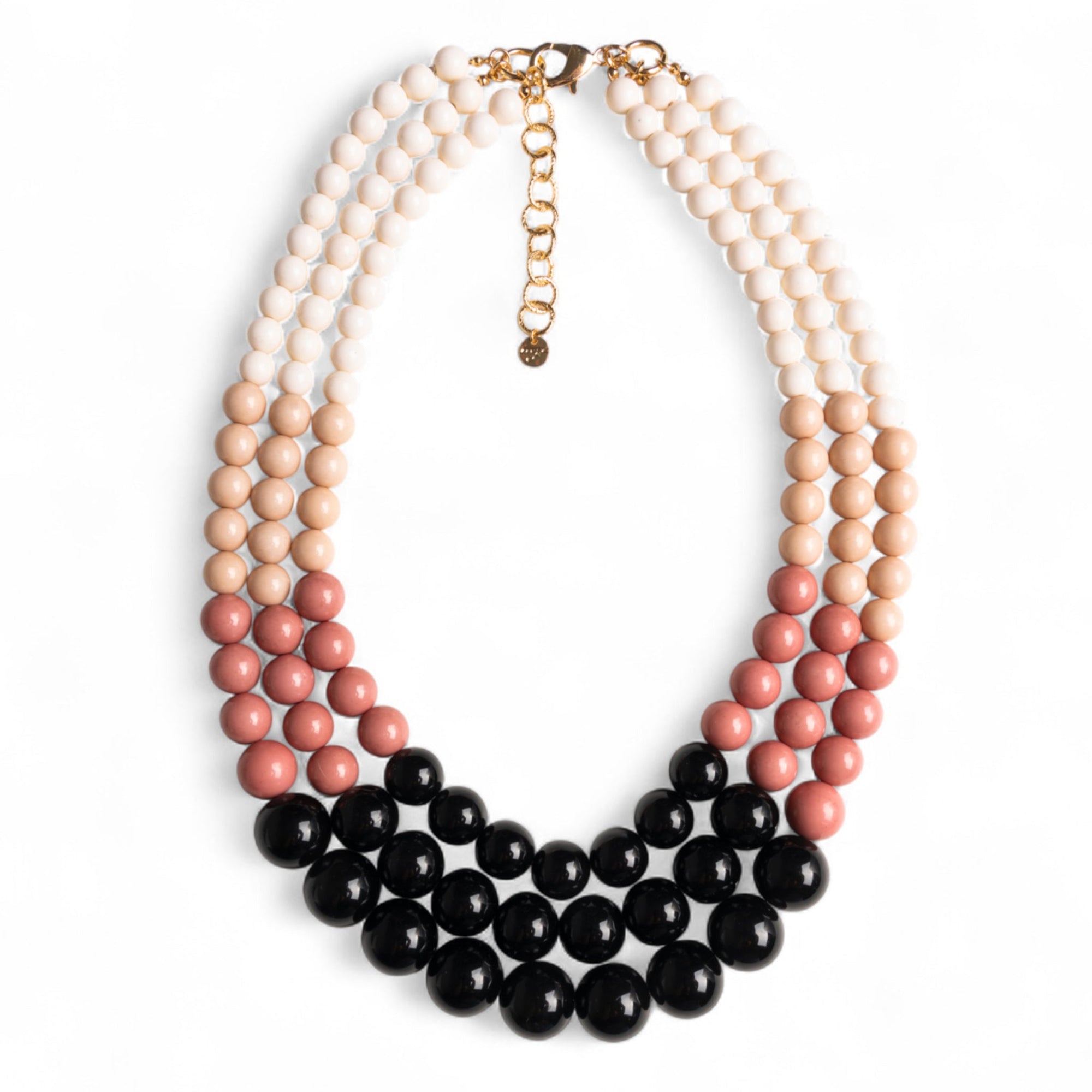 Collana a tre fili con sfere in acrilico nere, rosa e bianche - Mya Accessories
