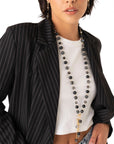 Collana lunga con pietre semidure e vetro tono nero con pendente - Mya Accessories