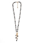 Collana lunga con pietre semidure e vetro tono nero con pendente - Mya Accessories