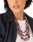 Collana girocollo a quattro linee con pietre in acrilico e vetro viola - Mya Accessories