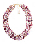 Collana girocollo a quattro linee con pietre in acrilico e vetro viola - Mya Accessories