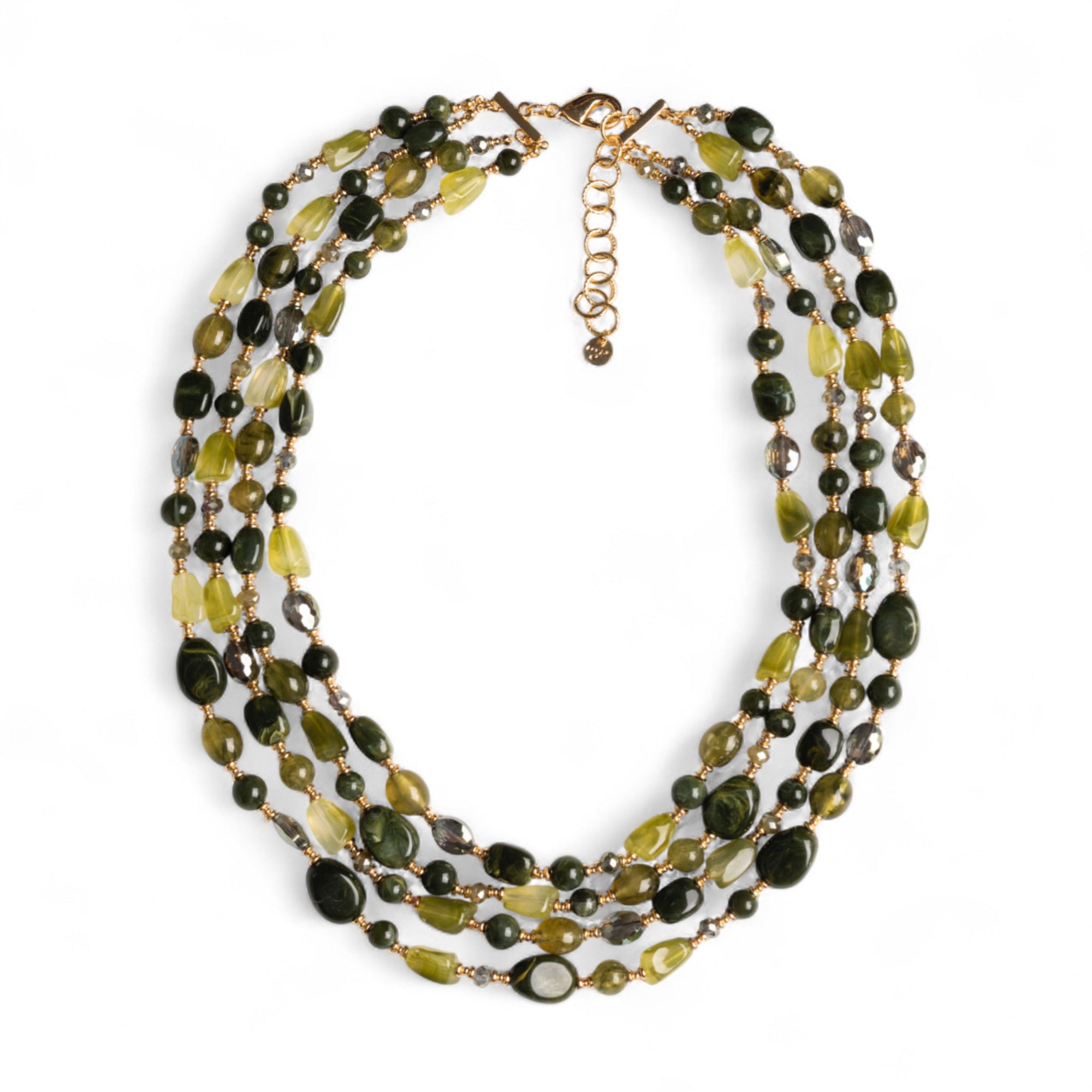 Collana girocollo a quattro linee con pietre in acrilico e vetro verde - Mya Accessories