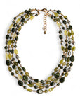 Collana girocollo a quattro linee con pietre in acrilico e vetro verde - Mya Accessories