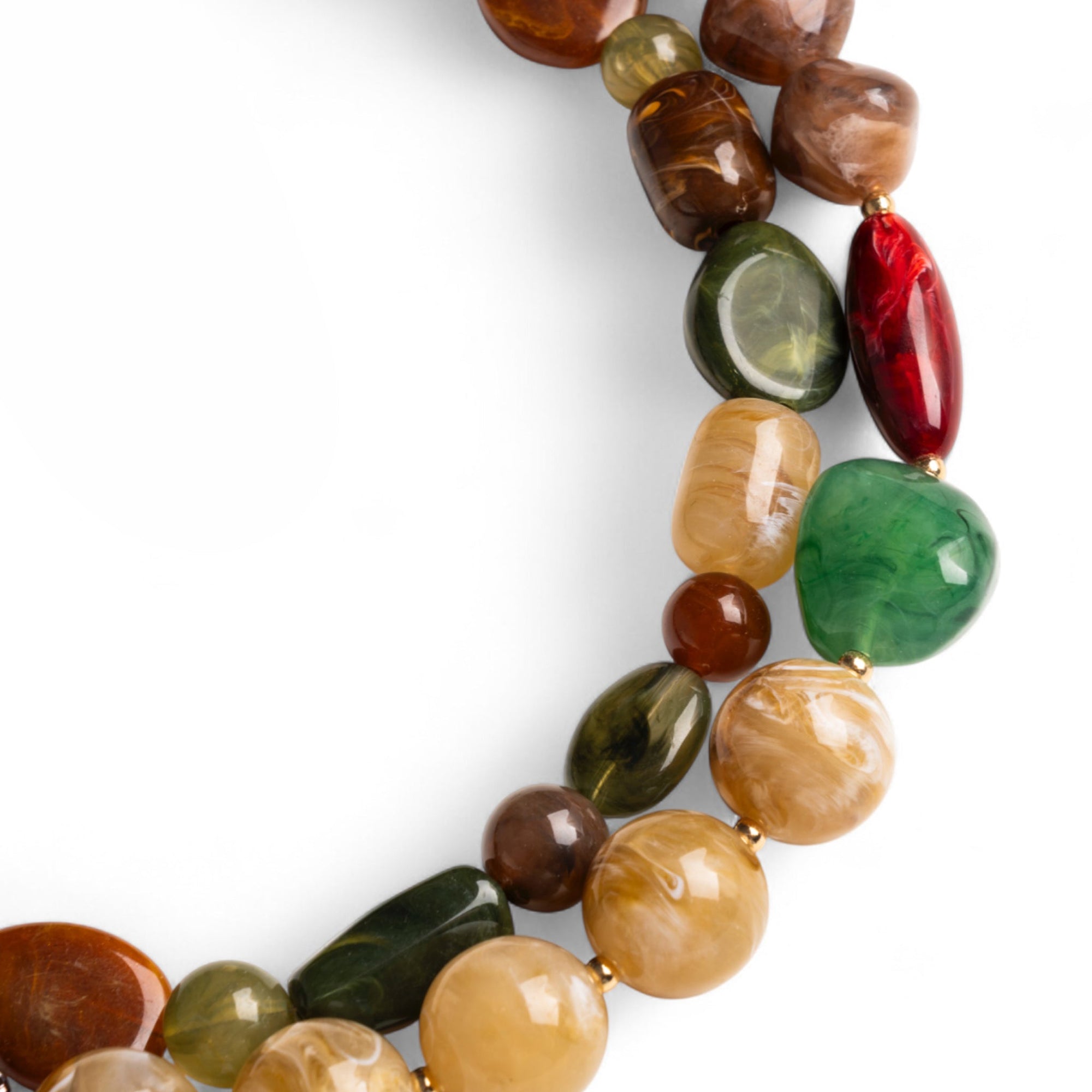Collana girocollo doppio filo con pietre in vetro ed acrilico multi beige/marrone - Mya Accessories