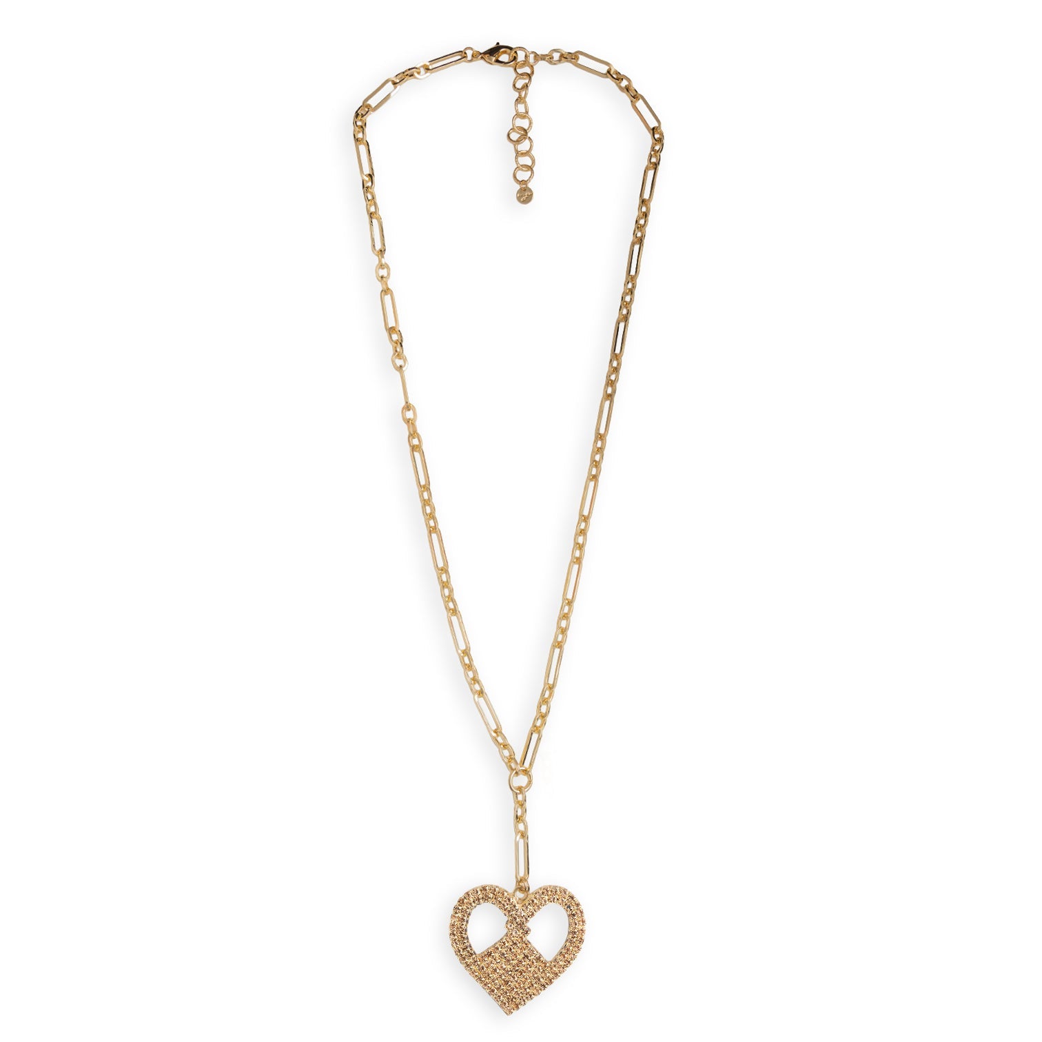 Collana lunga a catena con pendente a forma di cuore strass topazio - Mya Accessories