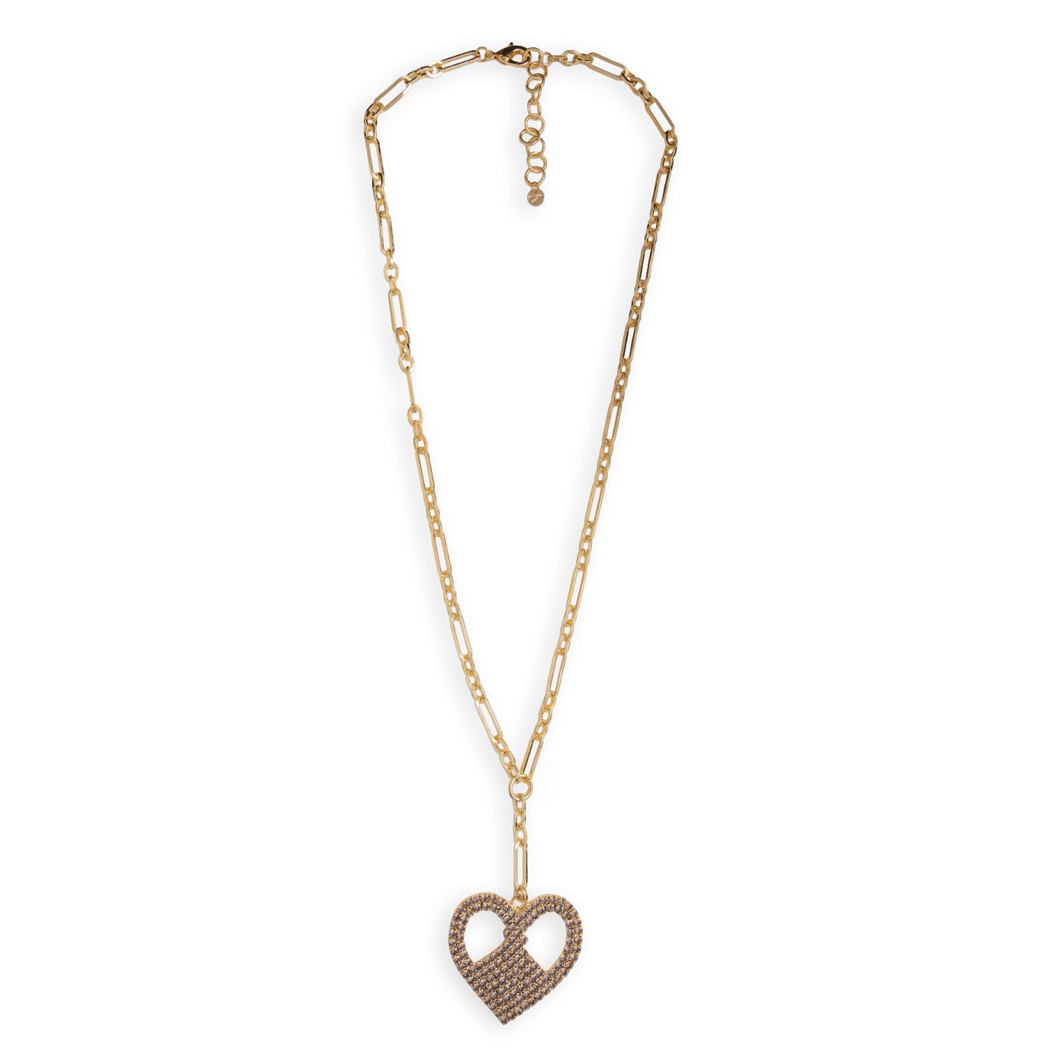 Collana lunga a catena con pendente a forma di cuore strass grigio - Mya Accessories