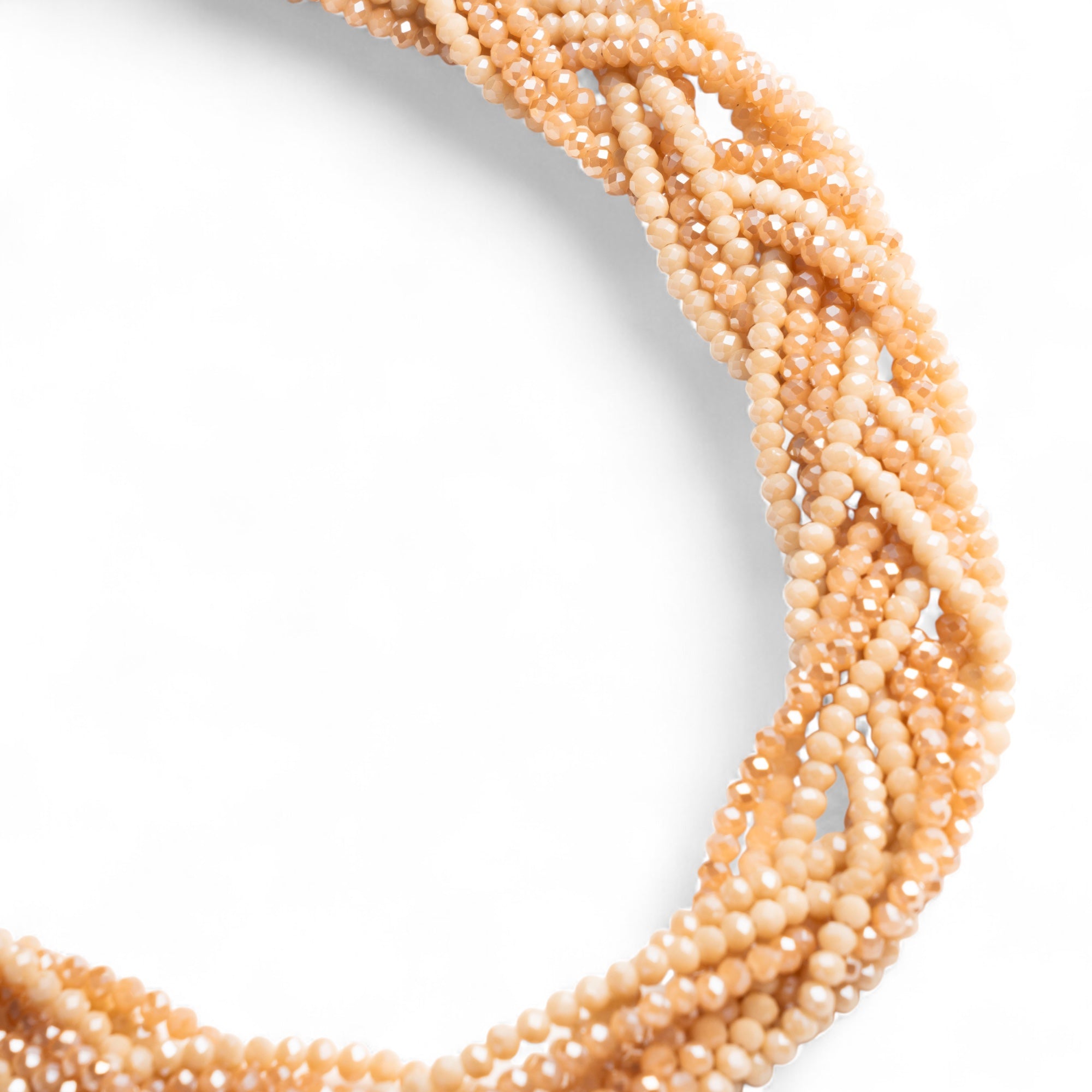 Collana girocollo con design a treccia, microcristalli tono beige - Mya Accessories