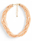 Collana girocollo con design a treccia, microcristalli tono beige - Mya Accessories