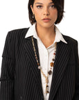 Collana lunga a catena con pietre semidure e vetro tono beige - Mya Accessories