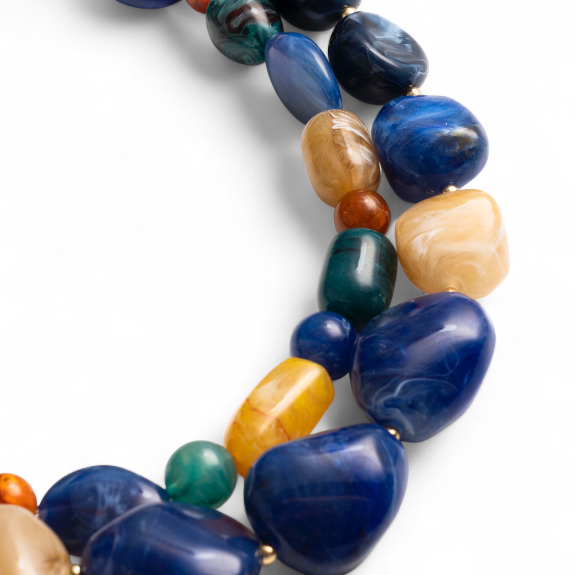 Collana girocollo a due linee con pietre in acrilico tono blu - Mya Accessories