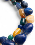 Collana girocollo a due linee con pietre in acrilico tono blu - Mya Accessories