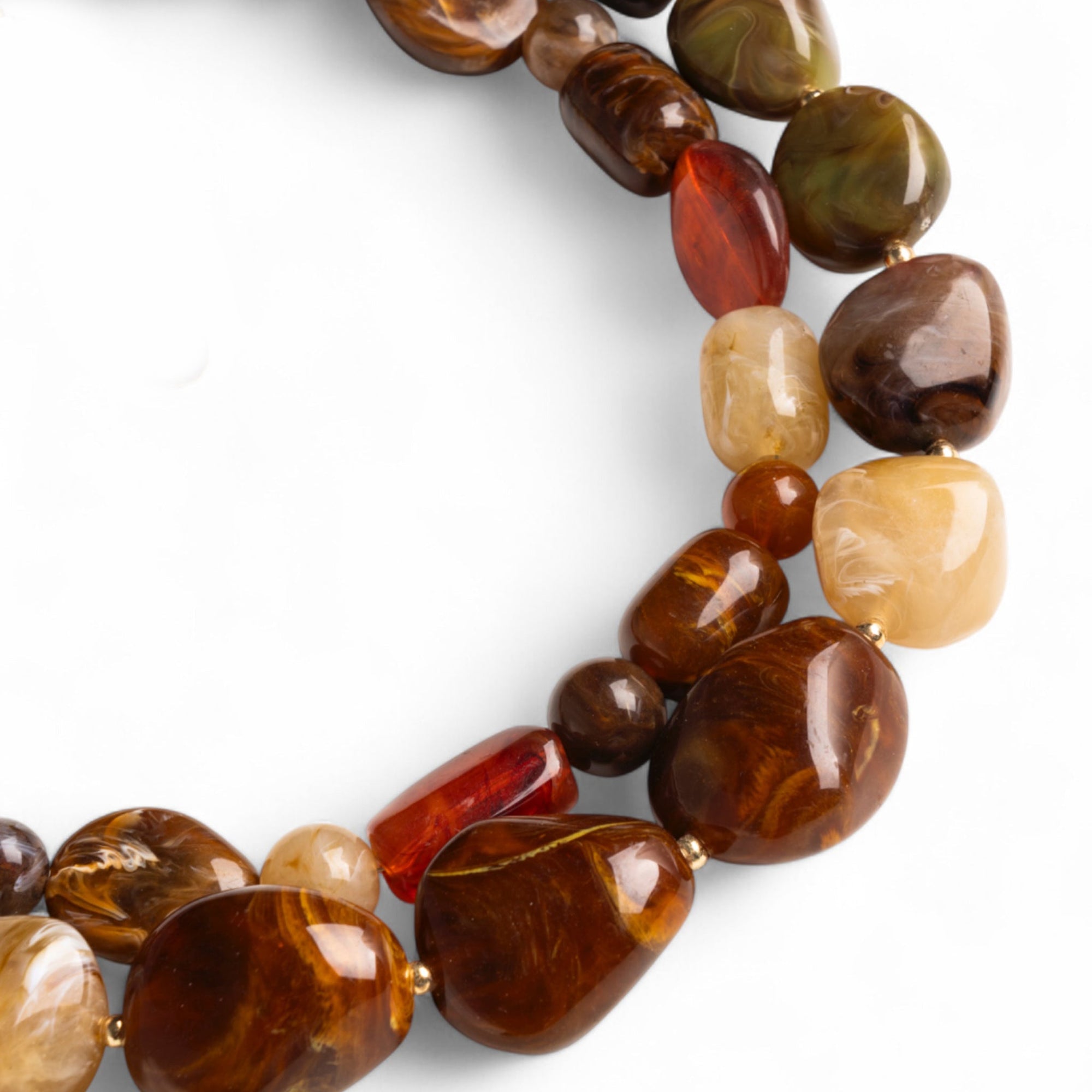 Collana girocollo a due linee con pietre in acrilico tono marrone - Mya Accessories