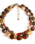 Collana girocollo a due linee con pietre in acrilico tono marrone - Mya Accessories