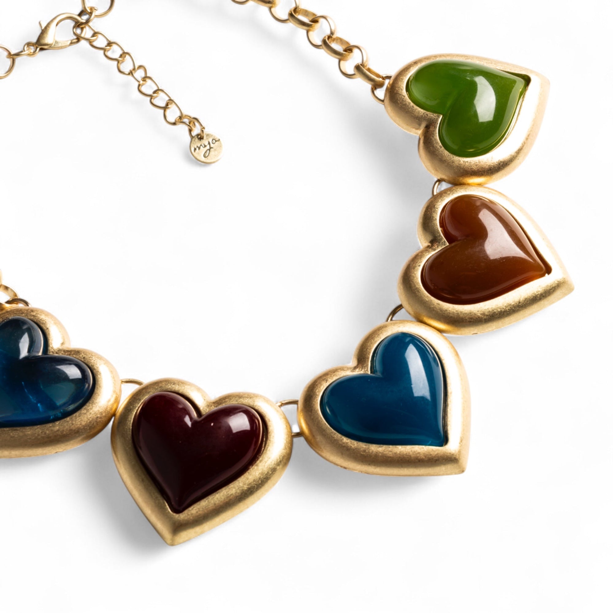 Collana girocollo a catena con cuori in resina multicolore - Mya Accessories