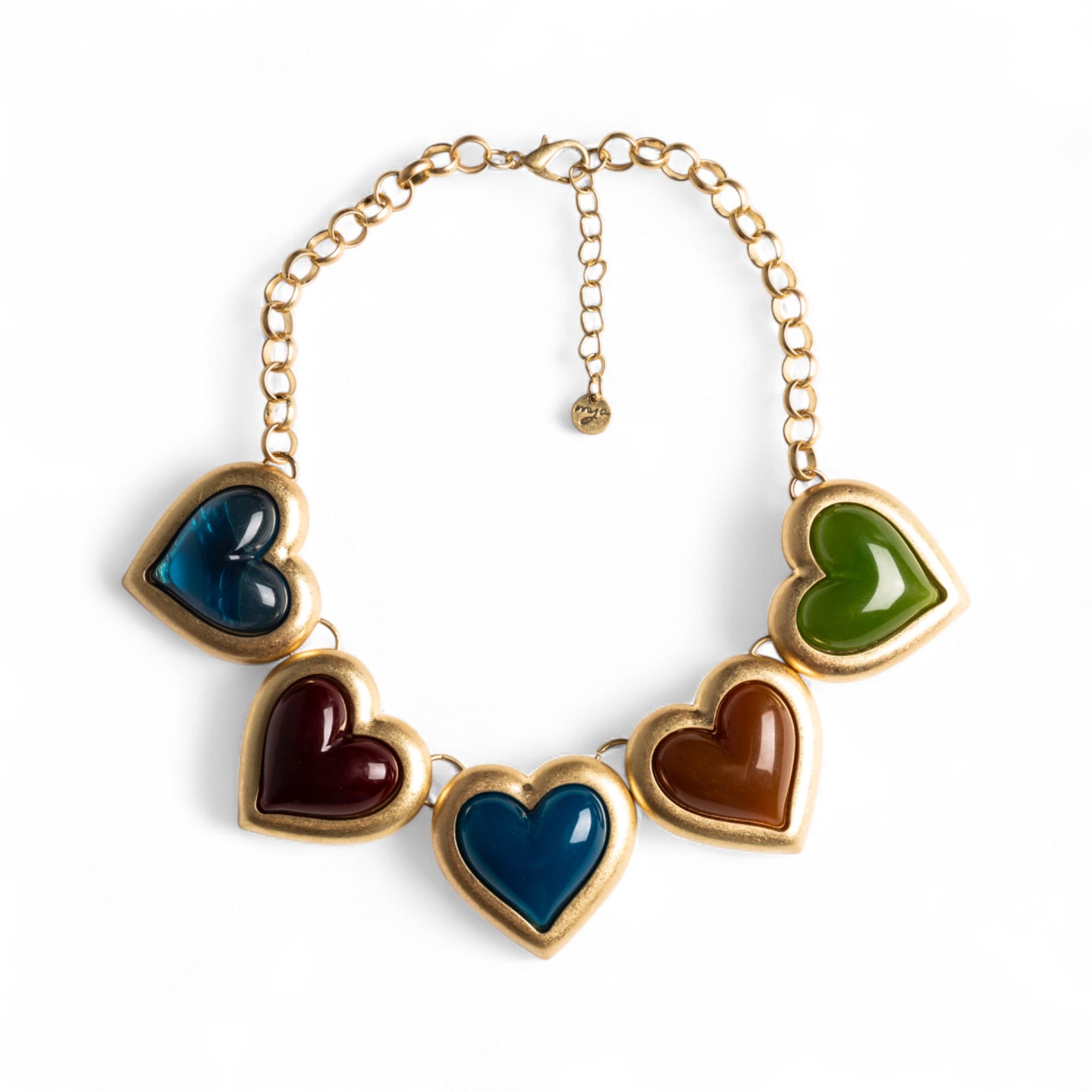 Collana girocollo a catena con cuori in resina multicolore - Mya Accessories