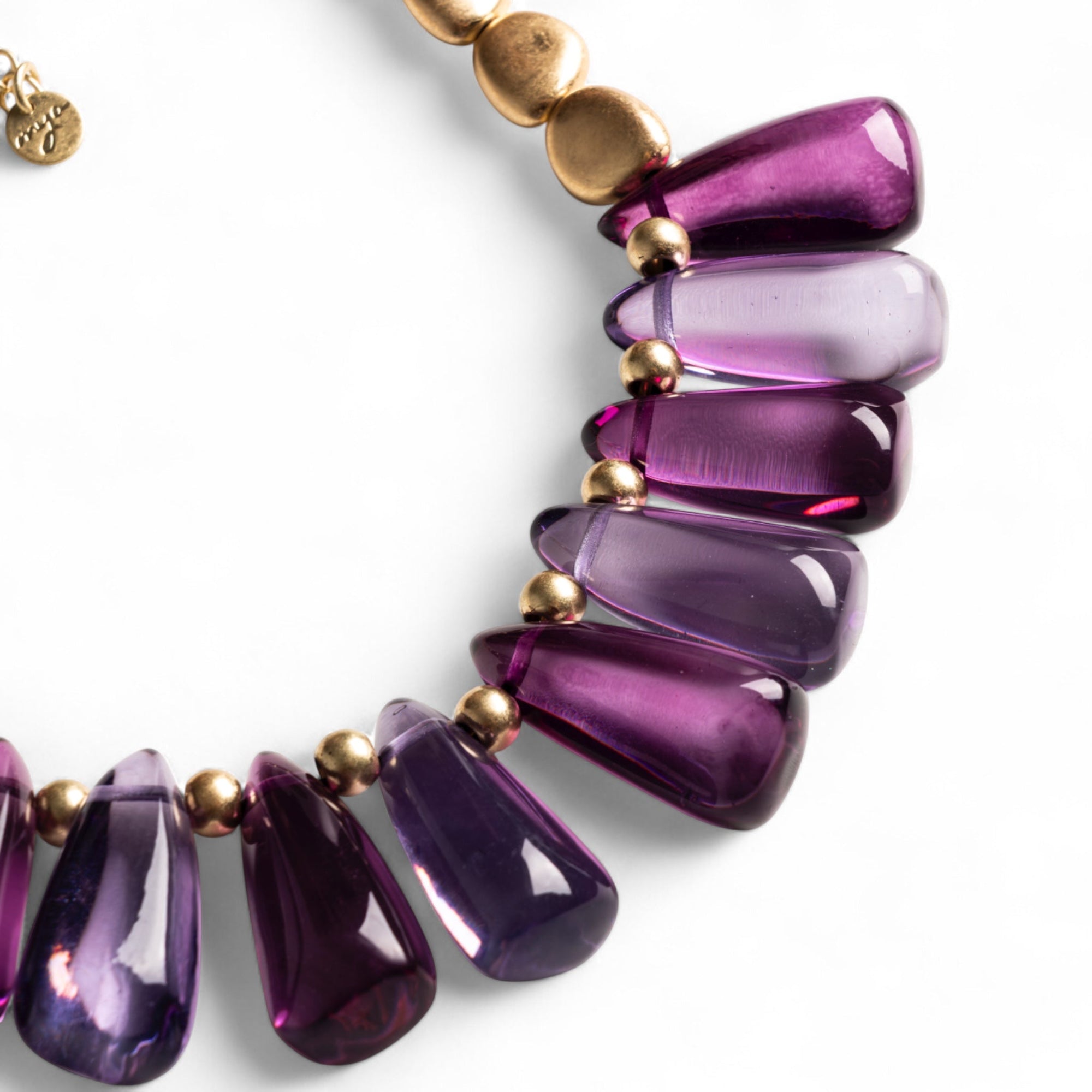 Collana girocollo con pietre in resina trasparente viola - Mya Accessories
