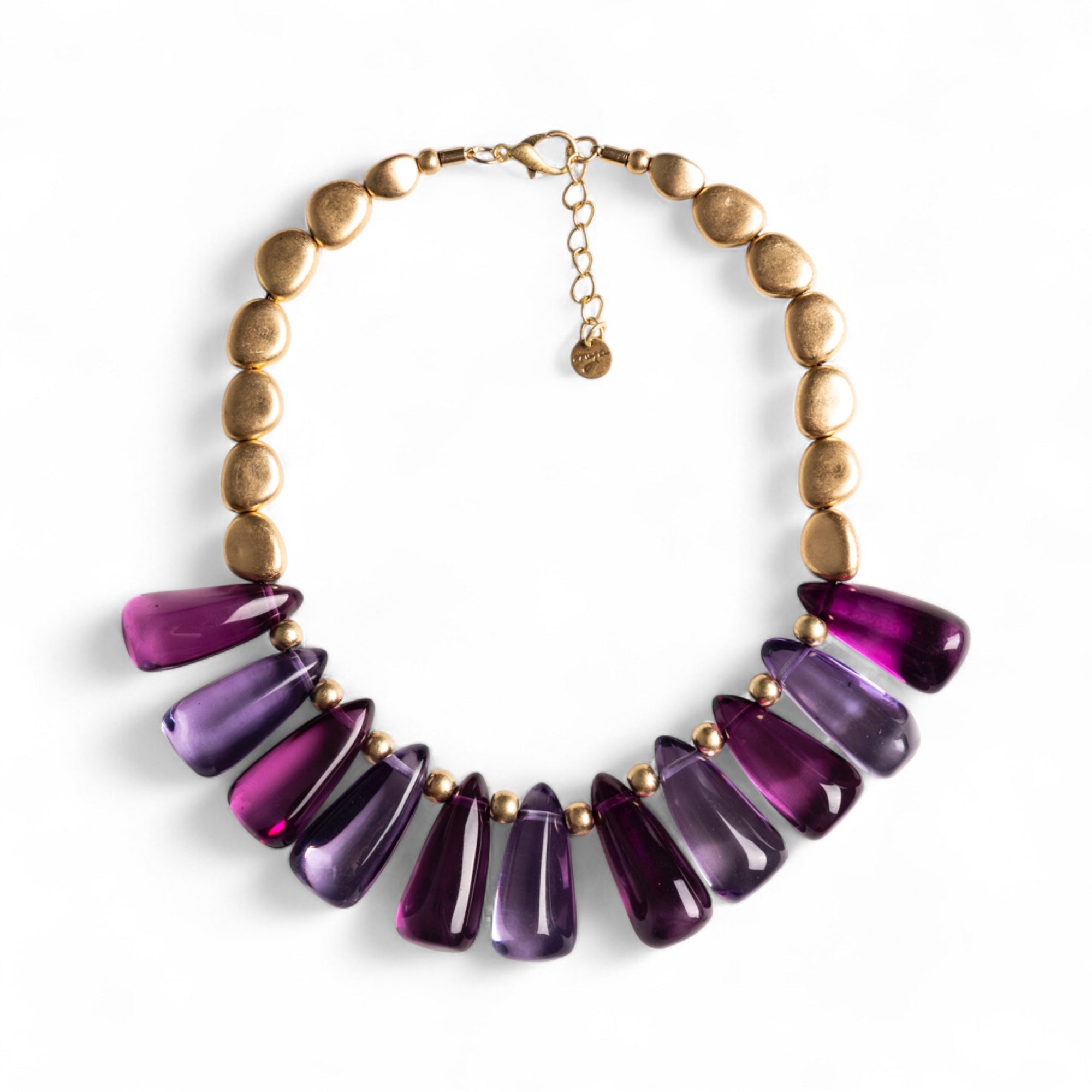 Collana girocollo con pietre in resina trasparente viola - Mya Accessories