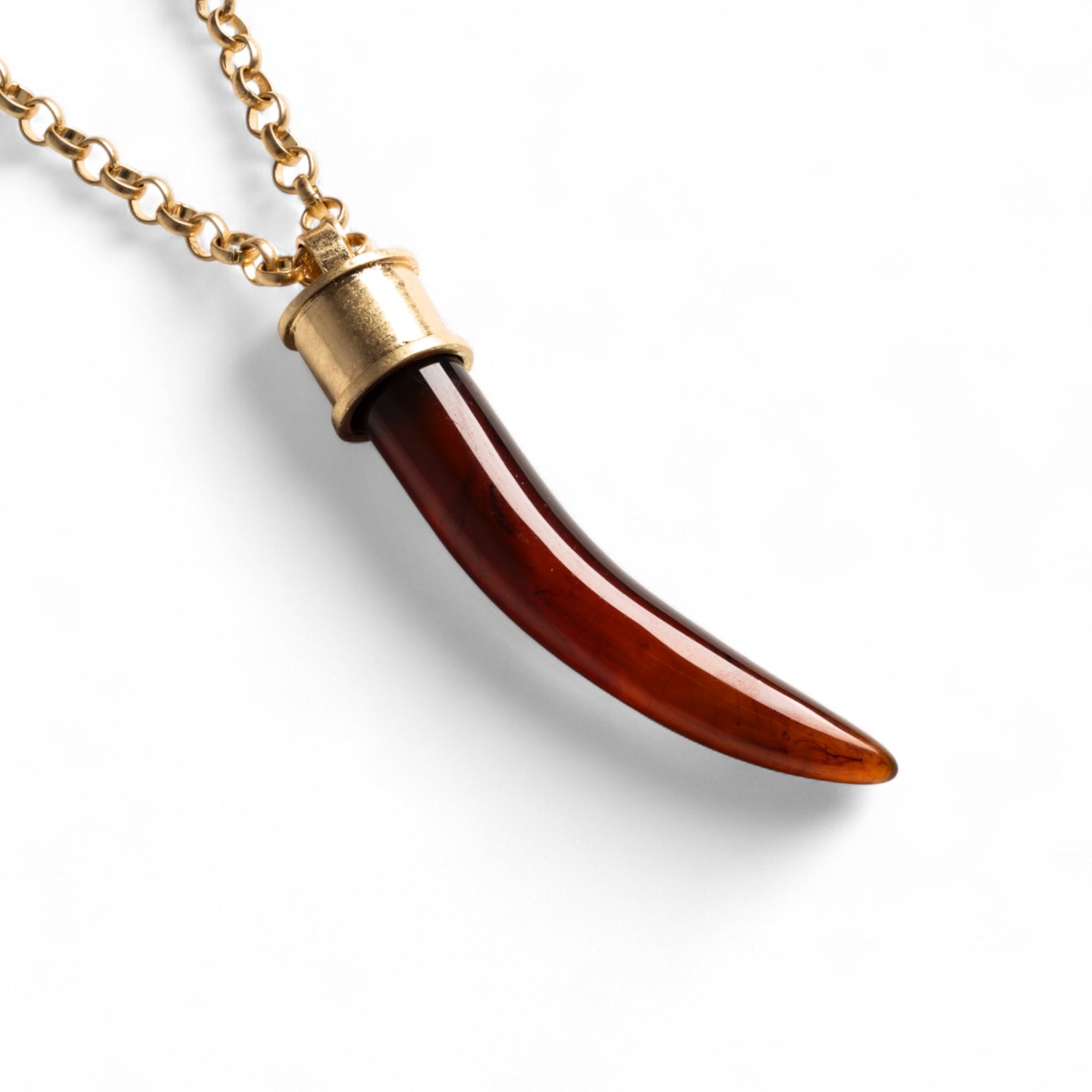 Collana lunga a catena con pendente a forma di corno in resina tono ambra - Mya Accessories