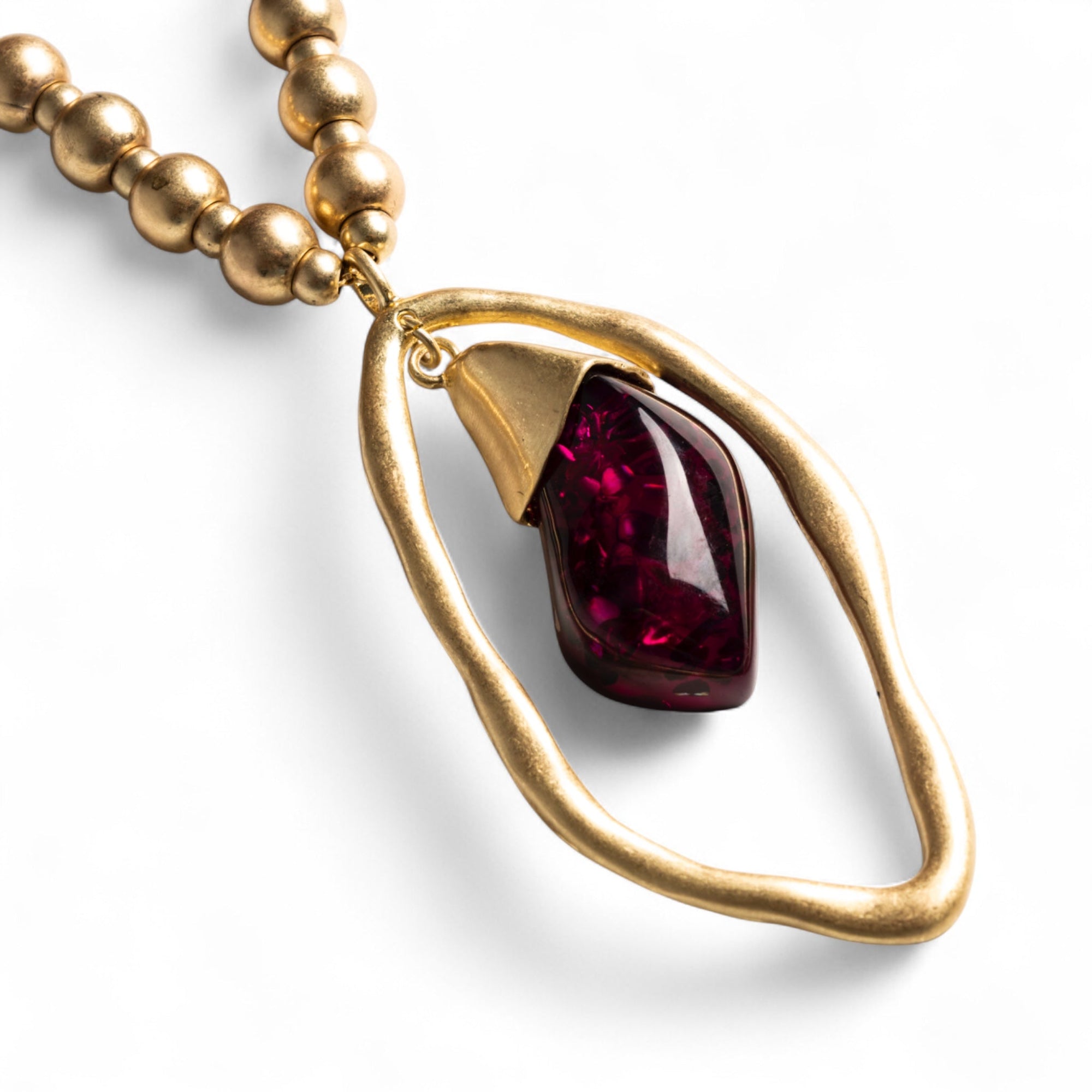 Collana lunga a catena con pendente pietra in resina trasparente viola - Mya Accessories