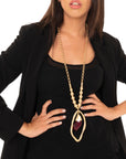 Collana lunga a catena con pendente pietra in resina trasparente viola - Mya Accessories
