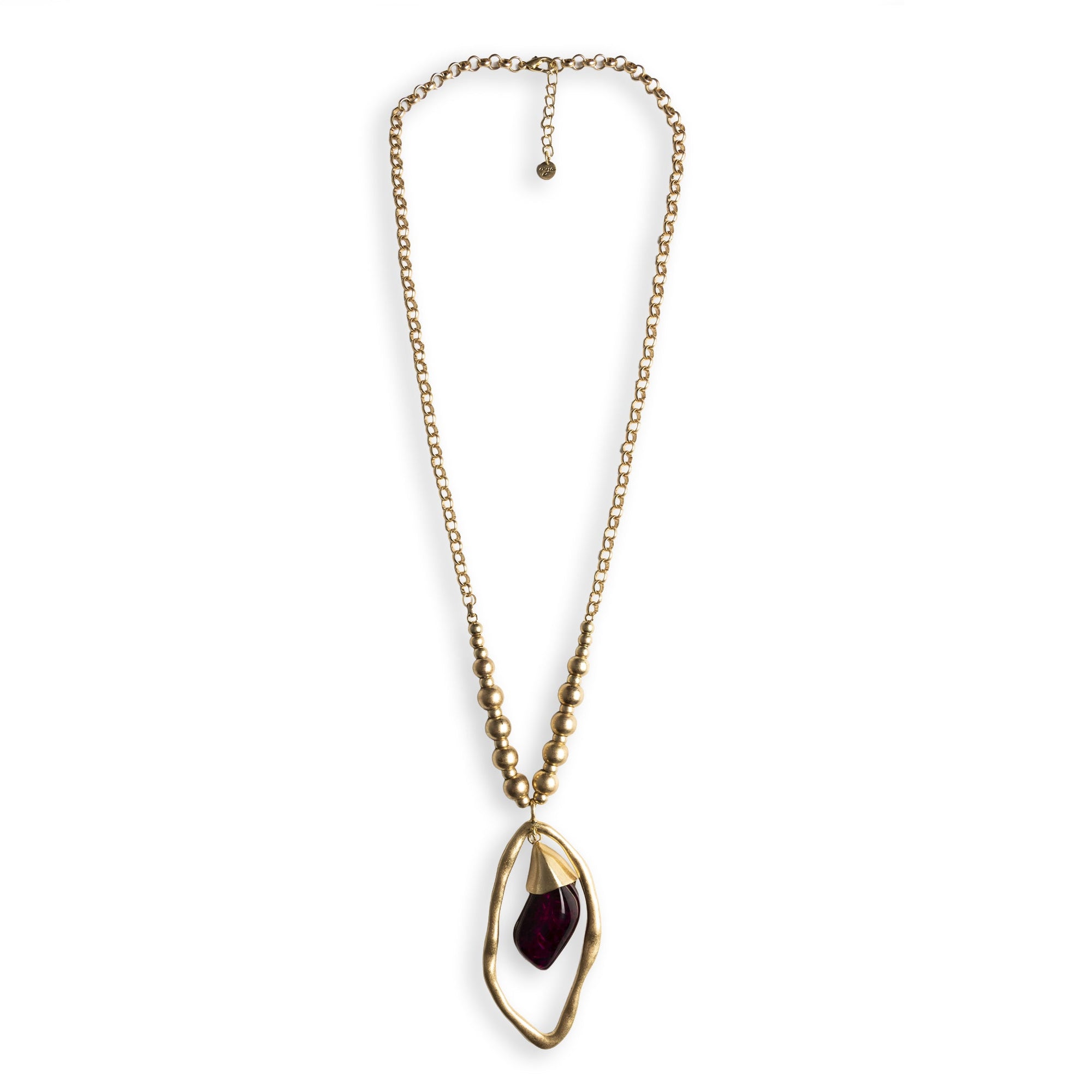 Collana lunga a catena con pendente pietra in resina trasparente viola - Mya Accessories