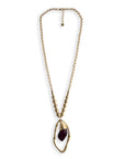 Collana lunga a catena con pendente pietra in resina trasparente viola - Mya Accessories