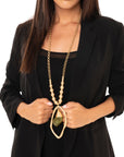 Collana lunga a catena con pendente pietra in resina trasparente verde - Mya Accessories