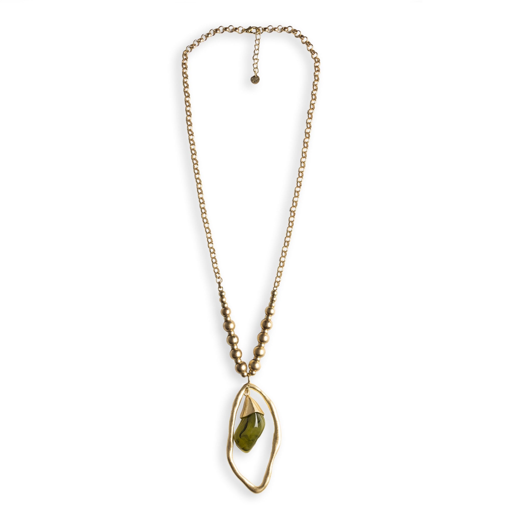 Collana lunga a catena con pendente pietra in resina trasparente verde - Mya Accessories